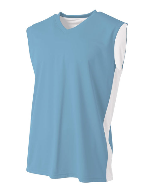A4 Youth Reversible Moisture Management Muscle (NB2320), Color 'Light Blue/White'
